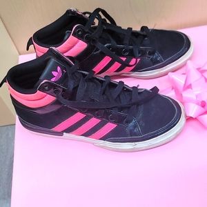 Black and pink adidas